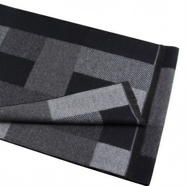 Bufanda rectangular acogedora para hombre con borlas y estampado clásico de cuadros de Buddha Stones para otoño e invierno. - image 5