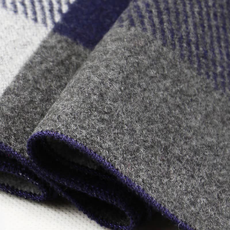 Bufanda rectangular acogedora para hombre con borlas y estampado clásico de cuadros de Buddha Stones para otoño e invierno. - image 3