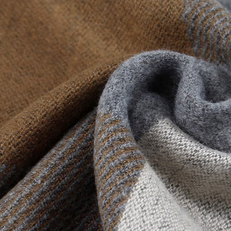 Bufanda rectangular acogedora para hombre con borlas y estampado clásico de cuadros de Buddha Stones para otoño e invierno. - image 10