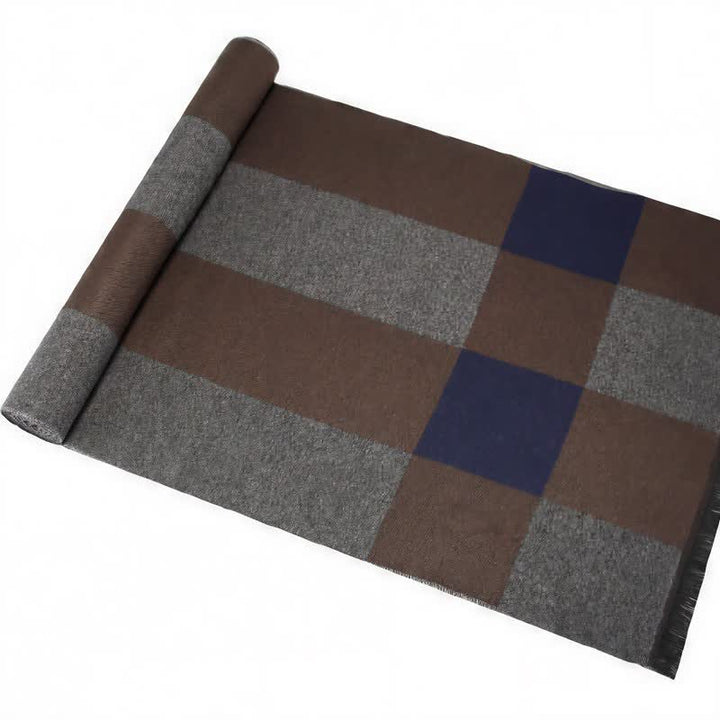 Bufanda de hombre cálida con borlas, rayas urbanas y estampado de Buddha Stones para otoño e invierno. - image 14