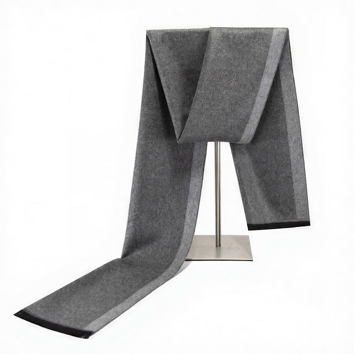 Bufanda de hombre cálida con borlas, rayas urbanas y estampado de Buddha Stones para otoño e invierno. - Gris claro - image 19