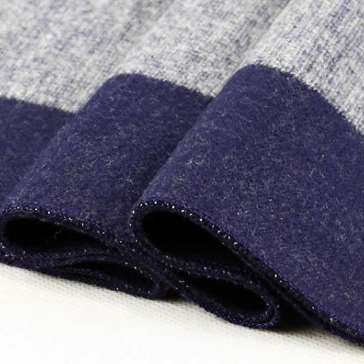 Bufanda de hombre cálida con borlas, rayas urbanas y estampado de Buddha Stones para otoño e invierno. - image 11