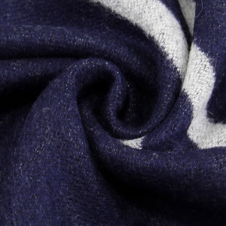 Bufanda de hombre cálida con borlas, rayas urbanas y estampado de Buddha Stones para otoño e invierno. - image 6