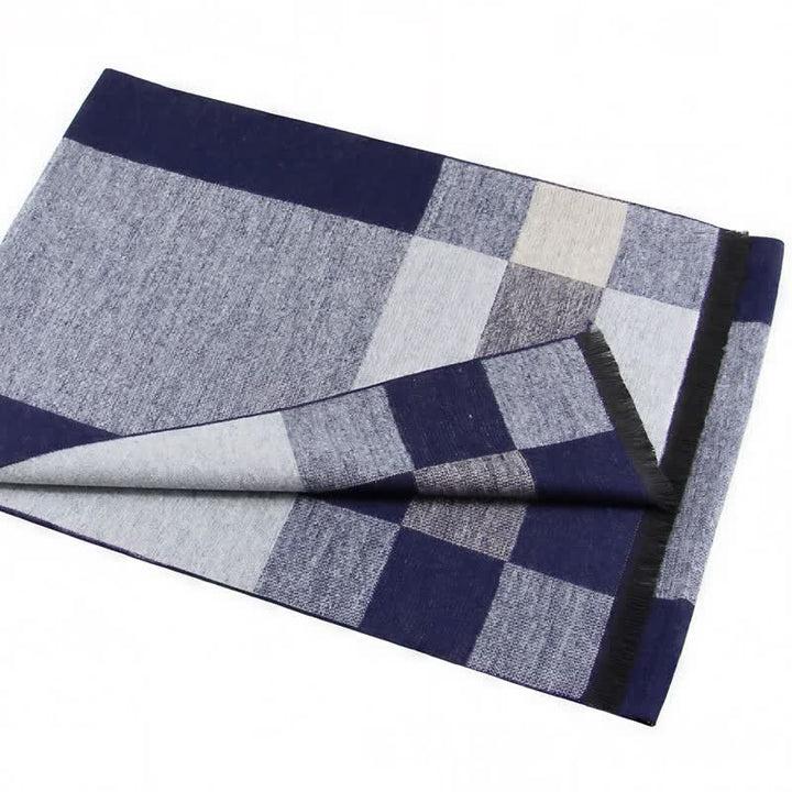 Bufanda de hombre cálida con borlas, rayas urbanas y estampado de Buddha Stones para otoño e invierno. - image 9