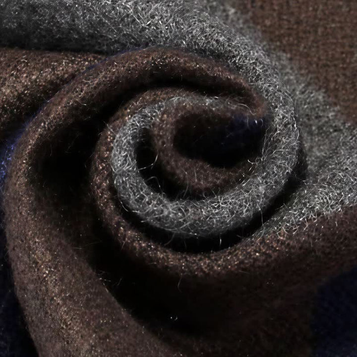 Bufanda de hombre cálida con borlas, rayas urbanas y estampado de Buddha Stones para otoño e invierno. - image 13