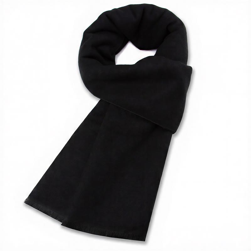 Bufanda cómoda para hombre con flecos y estampado a cuadros grises, estilo clásico de otoño/invierno, de Buddha Stones. - Negro - image 19