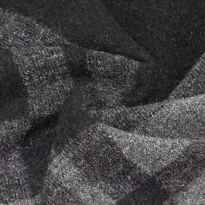 Bufanda cómoda para hombre con flecos y estampado a cuadros grises, estilo clásico de otoño/invierno, de Buddha Stones. - image 8