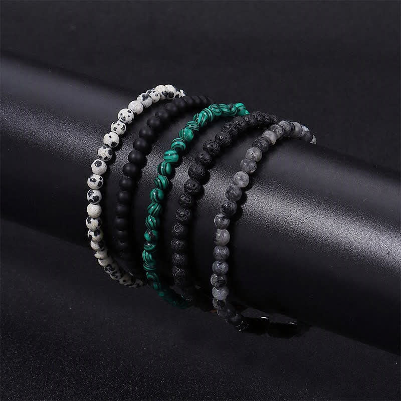 Buddha Stones Pulsera vintage de jaspe dálmata de roca volcánica de 4 mm para conexión a tierra - image 13