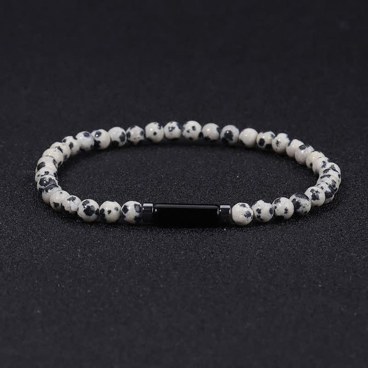 Buddha Stones Pulsera vintage de jaspe dálmata de roca volcánica de 4 mm para conexión a tierra - Jasper dálmata (Alegría ♥ Lealtad) - image 2