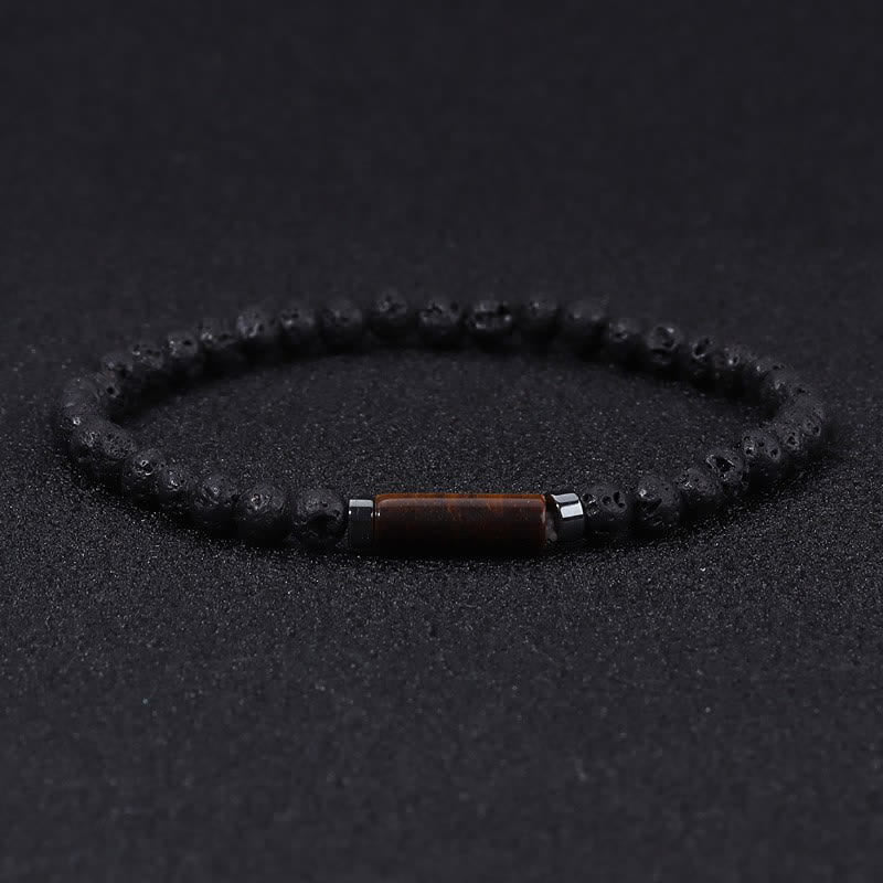 Buddha Stones Pulsera vintage de jaspe dálmata de roca volcánica de 4 mm para conexión a tierra - Roca de lava (Conexión a tierra ♥ Protección) - image 0