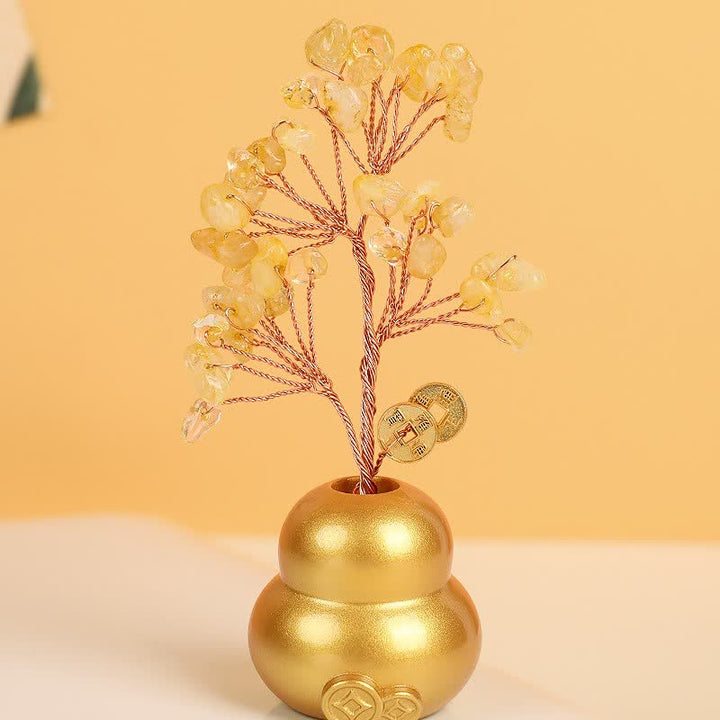 Buddha Stones Bol de tesoro de lingote de oro, símbolo de riqueza y fortuna para mesa. - Calabaza de árbol de cristal - image 1