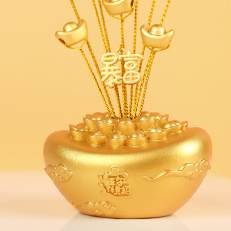 Buddha Stones Bol de tesoro de lingote de oro, símbolo de riqueza y fortuna para mesa. - image 8
