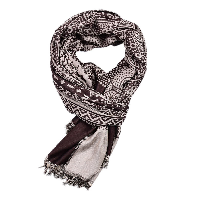 Bufanda reversible y acogedora para hombre con borlas, estampado geométrico paisley y Buddha Stones, ideal para otoño e invierno. - image 13