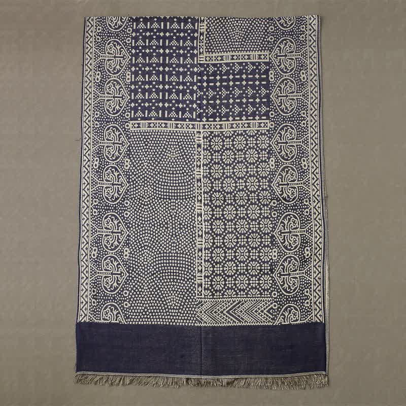 Bufanda reversible y acogedora para hombre con borlas, estampado geométrico paisley y Buddha Stones, ideal para otoño e invierno. - image 7