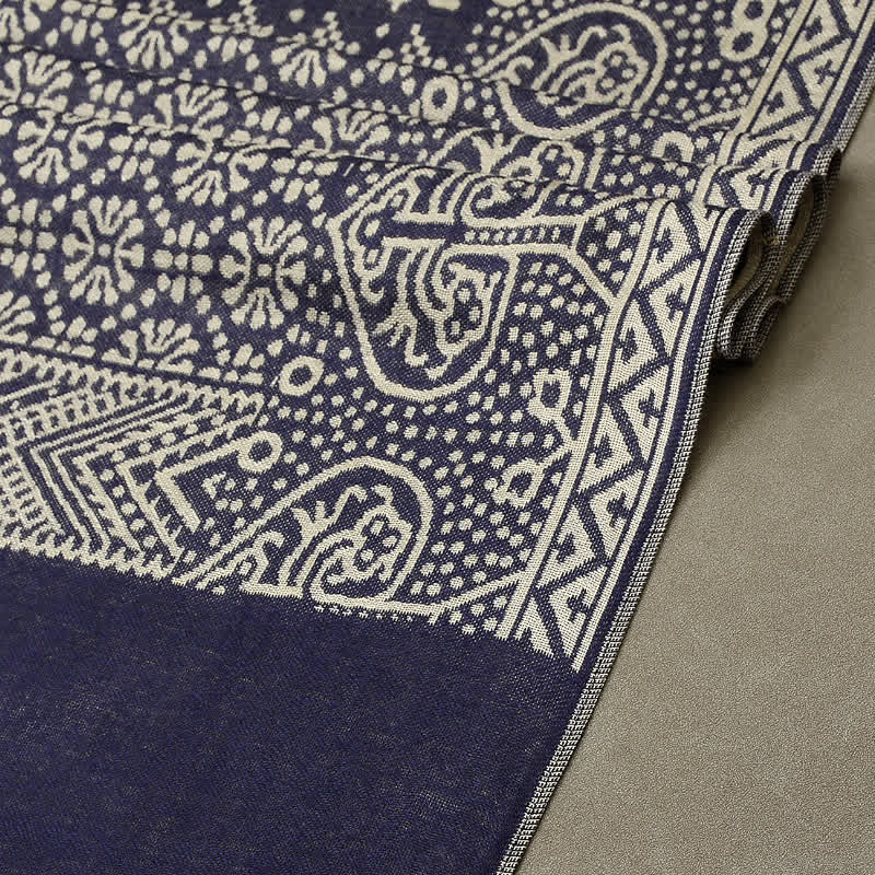 Bufanda reversible y acogedora para hombre con borlas, estampado geométrico paisley y Buddha Stones, ideal para otoño e invierno. - image 3