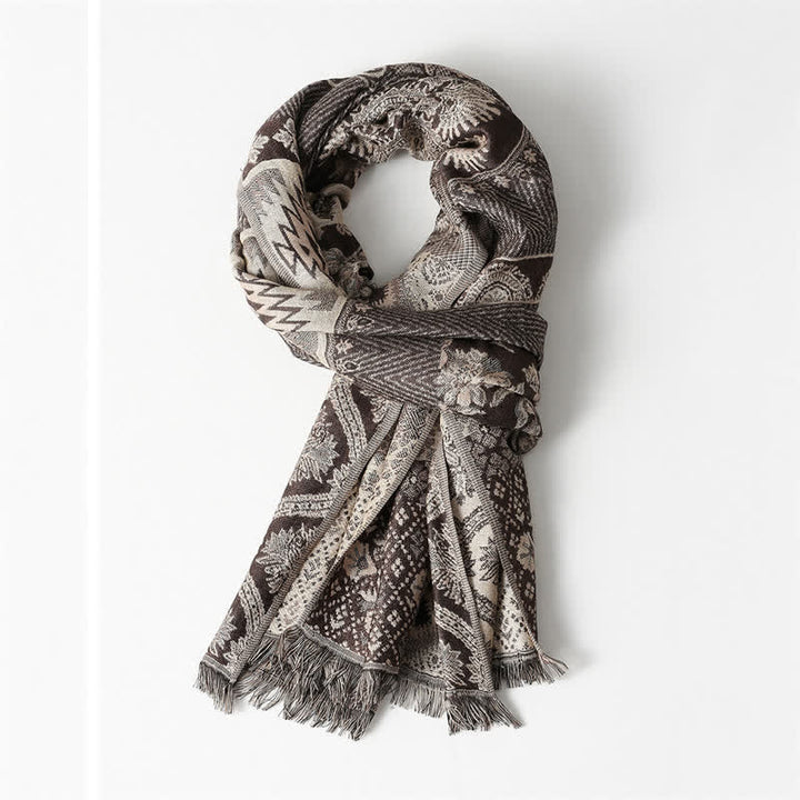 Bufanda reversible para hombre con borlas y estampado geométrico paisley de Buddha Stones , ideal para otoño e invierno. - Siena Aprox. 25,6 pulgadas × 70,9 pulgadas / 65 × 180 cm - image 5
