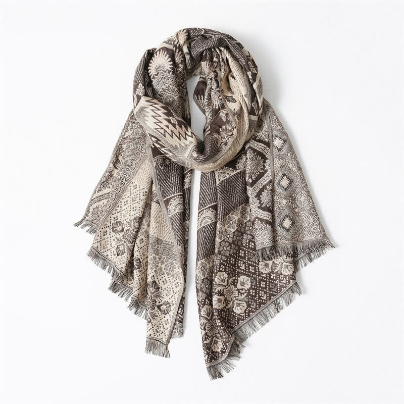 Bufanda reversible para hombre con borlas y estampado geométrico paisley de Buddha Stones , ideal para otoño e invierno. - image 6