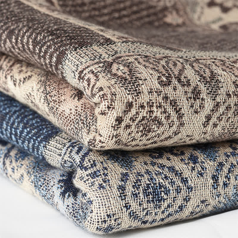 Bufanda reversible para hombre con borlas y estampado geométrico paisley de Buddha Stones , ideal para otoño e invierno. - image 13