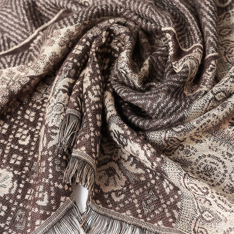 Bufanda reversible para hombre con borlas y estampado geométrico paisley de Buddha Stones , ideal para otoño e invierno. - image 8