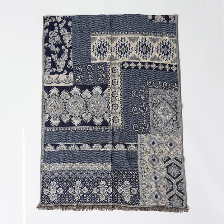 Bufanda reversible para hombre con borlas y estampado geométrico paisley de Buddha Stones , ideal para otoño e invierno. - image 3