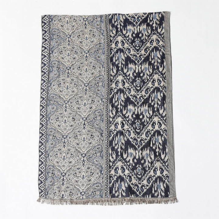 Bufanda reversible para hombre con borlas y estampado geométrico paisley de Buddha Stones , ideal para otoño e invierno. - image 11