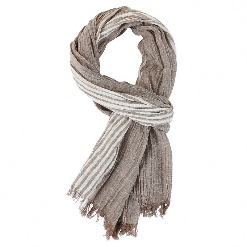 Bufanda de hombre con estampado de Buddha Stones, bloques de color, rayas y borlas, ideal para primavera y otoño. - Caqui - Aprox. 27,6 pulgadas × 70,9 pulgadas / 70 × 180 cm - image 7