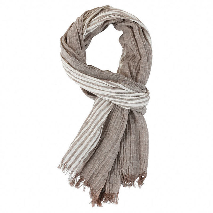 Bufanda de hombre con estampado de Buddha Stones, bloques de color, rayas y borlas, ideal para primavera y otoño. - Caqui - Aprox. 27,6 pulgadas × 70,9 pulgadas / 70 × 180 cm - image 7