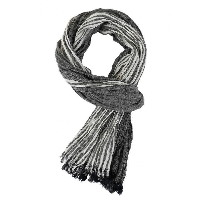 Bufanda de hombre con estampado de Buddha Stones, bloques de color, rayas y borlas, ideal para primavera y otoño. - Gris oscuro - Aprox. 27,6 pulgadas × 70,9 pulgadas / 70 × 180 cm - image 10