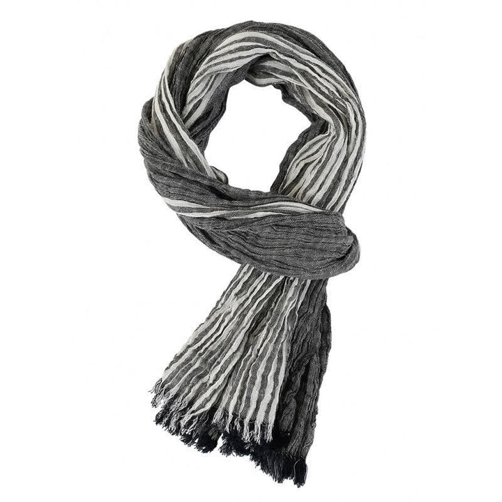 Bufanda de hombre con estampado de Buddha Stones, bloques de color, rayas y borlas, ideal para primavera y otoño. - Gris oscuro - Aprox. 27,6 pulgadas × 70,9 pulgadas / 70 × 180 cm - image 10