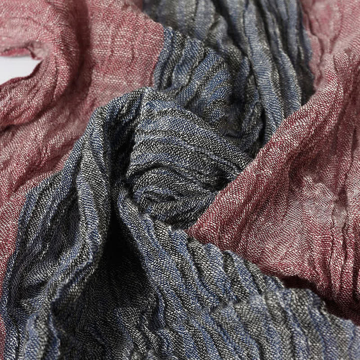 Bufanda de hombre con estampado de Buddha Stones, bloques de color, rayas y borlas, ideal para primavera y otoño. - image 3
