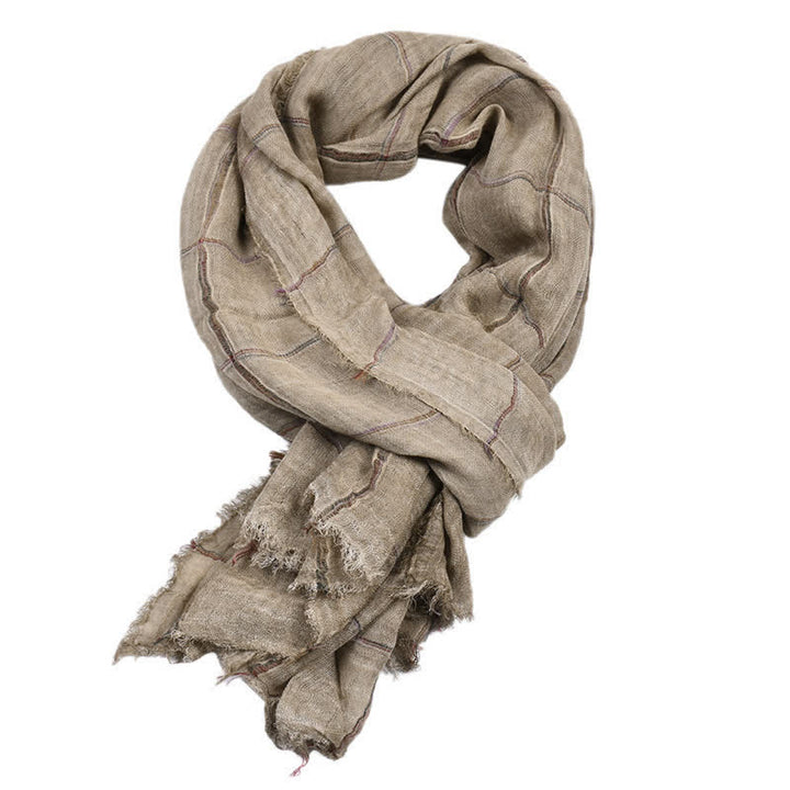Bufanda informal para hombre con estampado de cuadros y Buddha Stones para primavera y otoño. - Broncearse - Aprox. 39,4 pulgadas × 74,8 pulgadas / 100 × 190 cm - image 12
