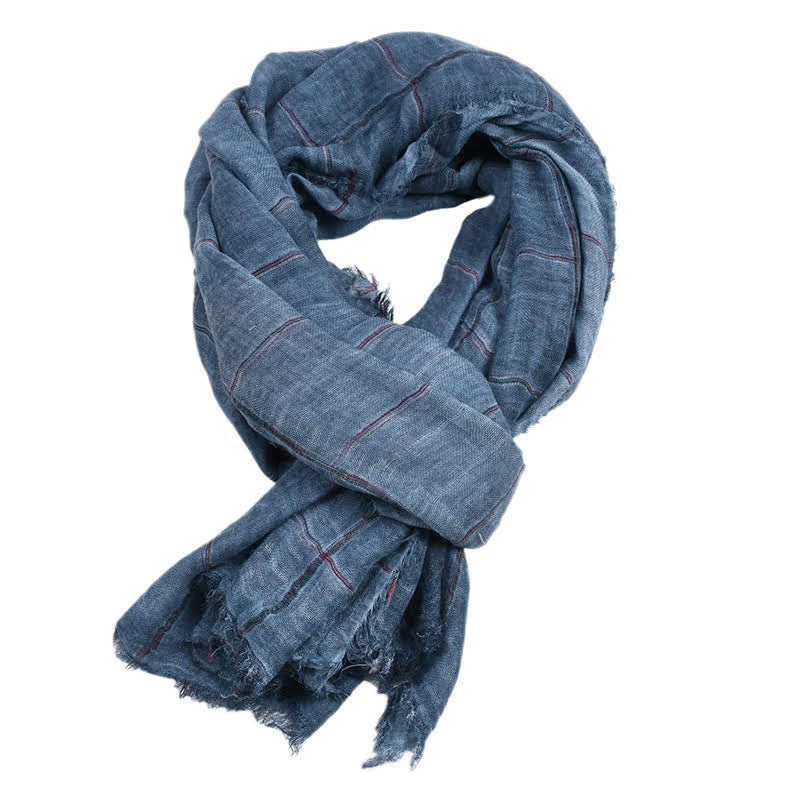Bufanda informal para hombre con estampado de cuadros y Buddha Stones para primavera y otoño. - Azul acero - Aprox. 39,4 pulgadas × 74,8 pulgadas / 100 × 190 cm - image 4