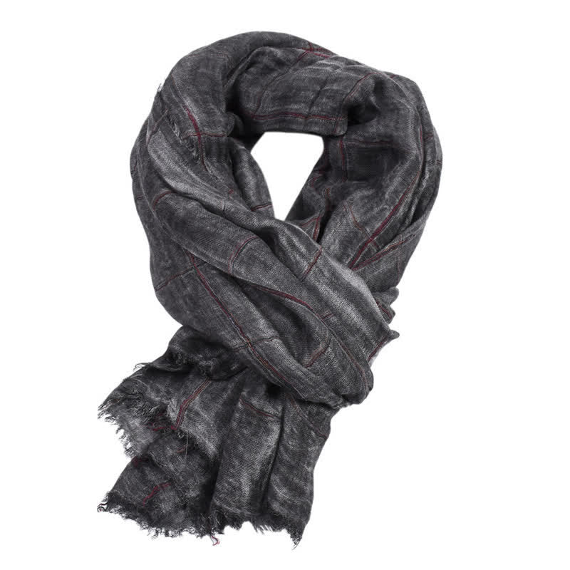 Bufanda informal para hombre con estampado de cuadros y Buddha Stones para primavera y otoño. - image 1