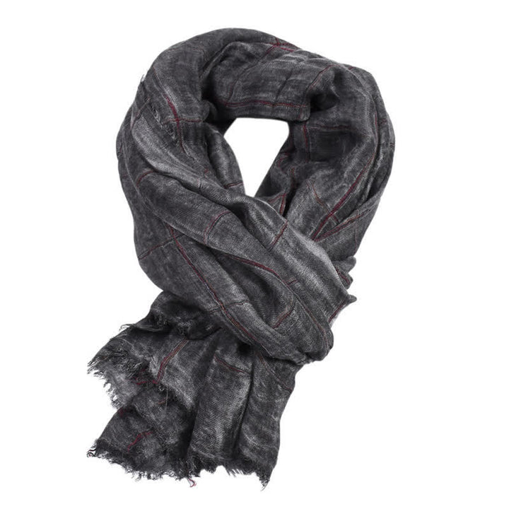 Bufanda informal para hombre con estampado de cuadros y Buddha Stones para primavera y otoño. - image 1