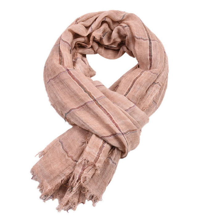 Bufanda informal para hombre con estampado de cuadros y Buddha Stones para primavera y otoño. - Rosa Misty - Aprox. 39,4 pulgadas × 74,8 pulgadas / 100 × 190 cm - image 8