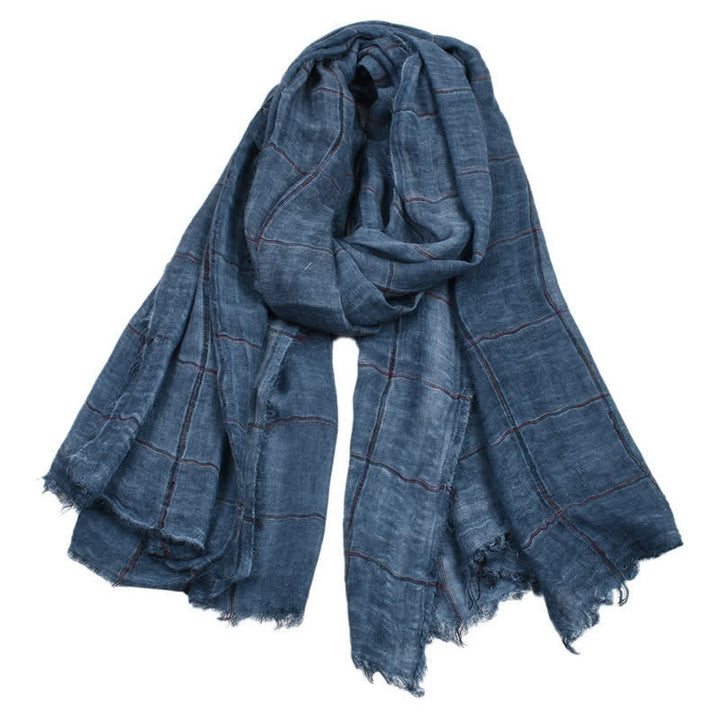 Bufanda informal para hombre con estampado de cuadros y Buddha Stones para primavera y otoño. - image 5