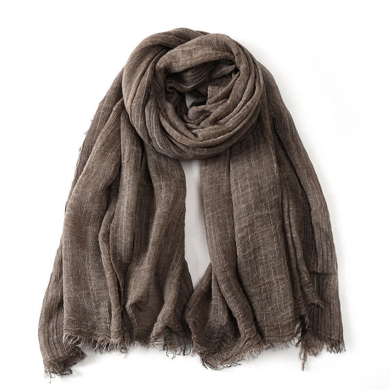 Bufanda para hombre con estampado de Buddha Stones para primavera y otoño, con bordes deshilachados y textura arrugada. - Caqui - Aprox. 78,7 pulgadas × 29,5 pulgadas / 200 × 75 cm - image 14