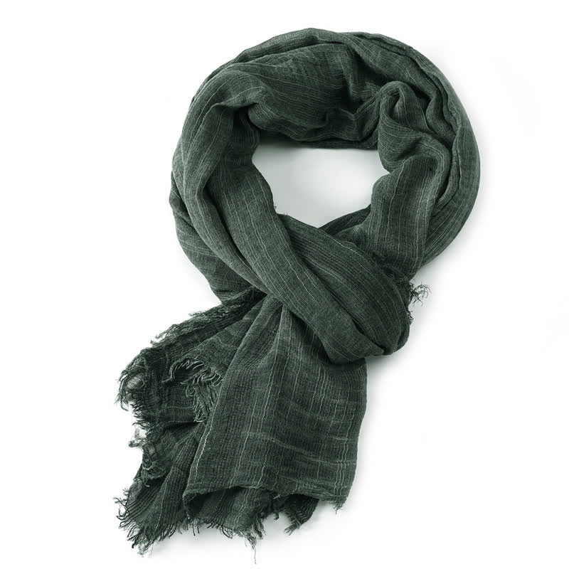 Bufanda para hombre con estampado de Buddha Stones para primavera y otoño, con bordes deshilachados y textura arrugada. - image 8