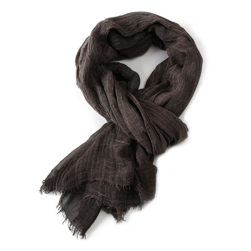 Bufanda para hombre con estampado de Buddha Stones para primavera y otoño, con bordes deshilachados y textura arrugada. - image 13
