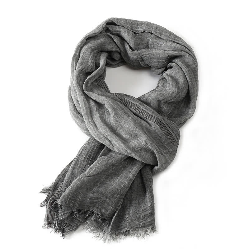 Bufanda para hombre con estampado de Buddha Stones para primavera y otoño, con bordes deshilachados y textura arrugada. - image 5