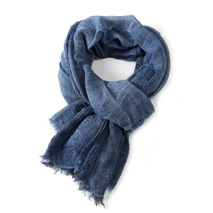Bufanda para hombre con estampado de Buddha Stones para primavera y otoño, con bordes deshilachados y textura arrugada. - image 1