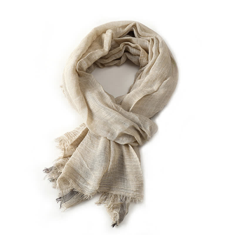 Bufanda para hombre con estampado de Buddha Stones para primavera y otoño, con bordes deshilachados y textura arrugada. - image 10