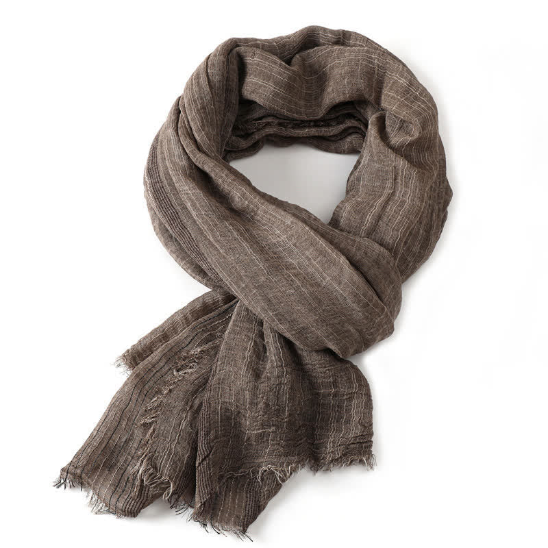 Bufanda para hombre con estampado de Buddha Stones para primavera y otoño, con bordes deshilachados y textura arrugada. - image 15
