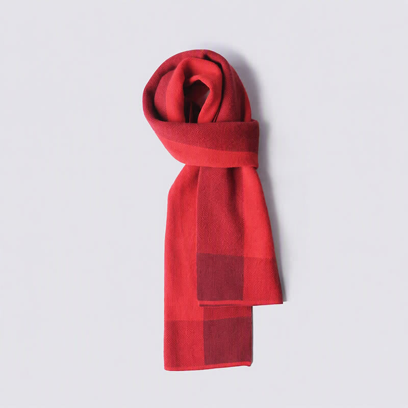 Bufanda acogedora de punto para hombre con estampado geométrico de bloques de color y diseño de Buddha Stones para otoño e invierno. - Carmesí - Aprox. 180 cm x 30 cm - image 11