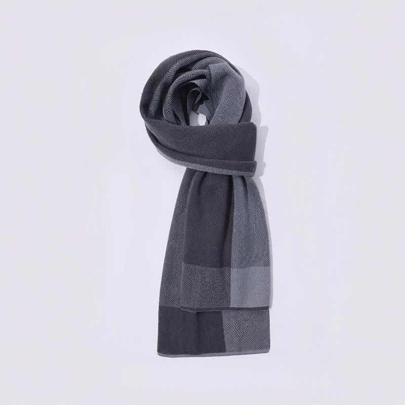 Bufanda acogedora de punto para hombre con estampado geométrico de bloques de color y diseño de Buddha Stones para otoño e invierno. - image 3