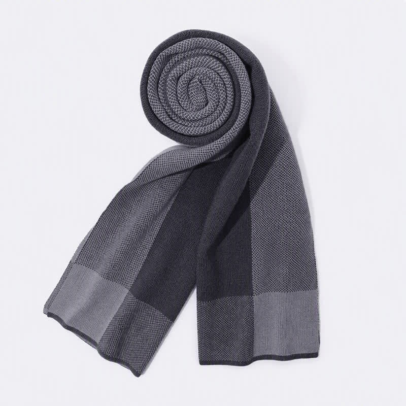 Bufanda acogedora de punto para hombre con estampado geométrico de bloques de color y diseño de Buddha Stones para otoño e invierno. - image 5