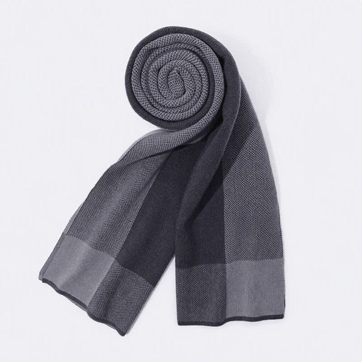 Bufanda acogedora de punto para hombre con estampado geométrico de bloques de color y diseño de Buddha Stones para otoño e invierno. - image 5