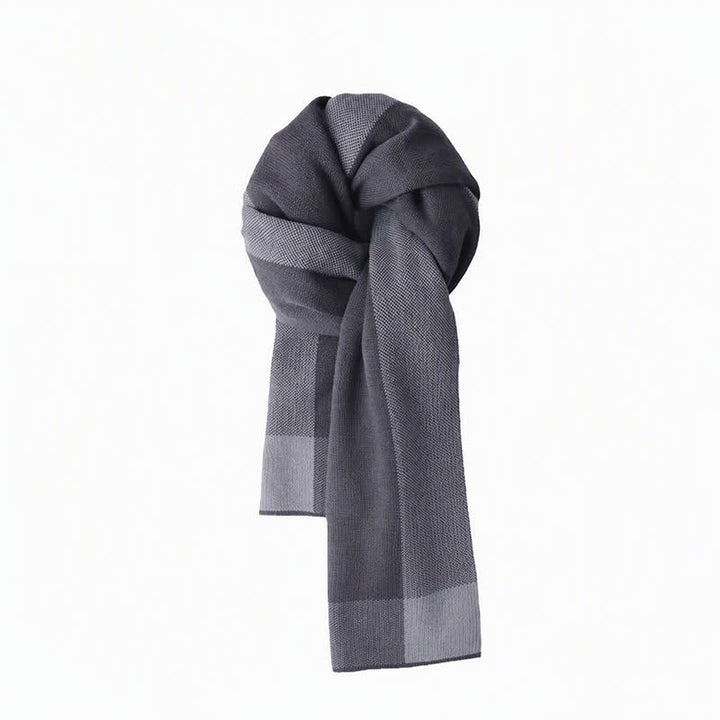 Bufanda acogedora de punto para hombre con estampado geométrico de bloques de color y diseño de Buddha Stones para otoño e invierno. - Gris oscuro - Aprox. 180 cm x 30 cm - image 0