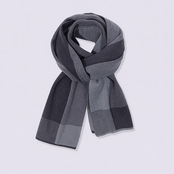 Bufanda acogedora de punto para hombre con estampado geométrico de bloques de color y diseño de Buddha Stones para otoño e invierno. - image 2