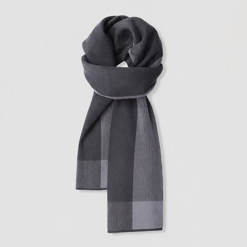 Bufanda acogedora de punto para hombre con estampado geométrico de bloques de color y diseño de Buddha Stones para otoño e invierno. - image 1